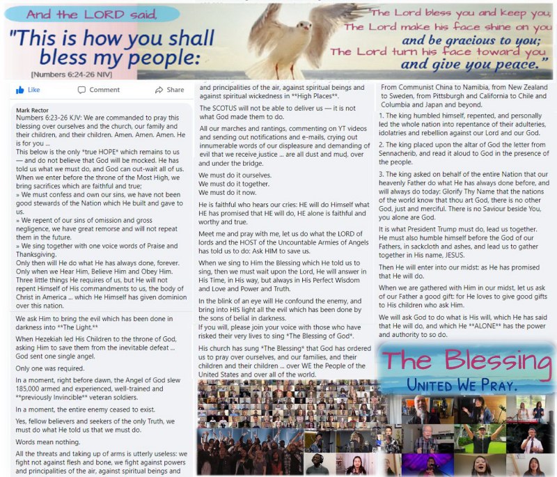The Blessing ... The Lord said to Moses, Tell Aaron This is how you shall bless my people; The Lord bless you and keep you; the Lord make His face shine on you and and be gracious to you; the Lord turn His face toward you annd give you peace. [Numbers 6;24-26 NIV] Original filename is The-Blessing_full-text_1250x1071x75.jpg. Original file size before CMS resizing is 1250 x 1071 pixels.